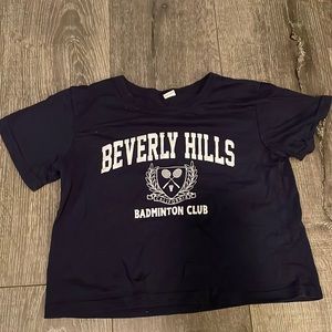 Women’s cropped navy blue badminton sports shirt beverly hills
